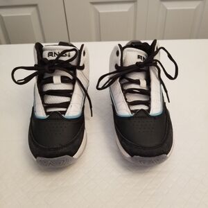 AND1 Boys White, Black Hightop Lace up Basketball Sneakers Youth Size 1